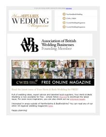 Your Herts and Beds Wedding magazine - September 2022 newsletter
