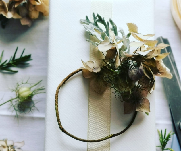 wired flower bouquet on table arrangement