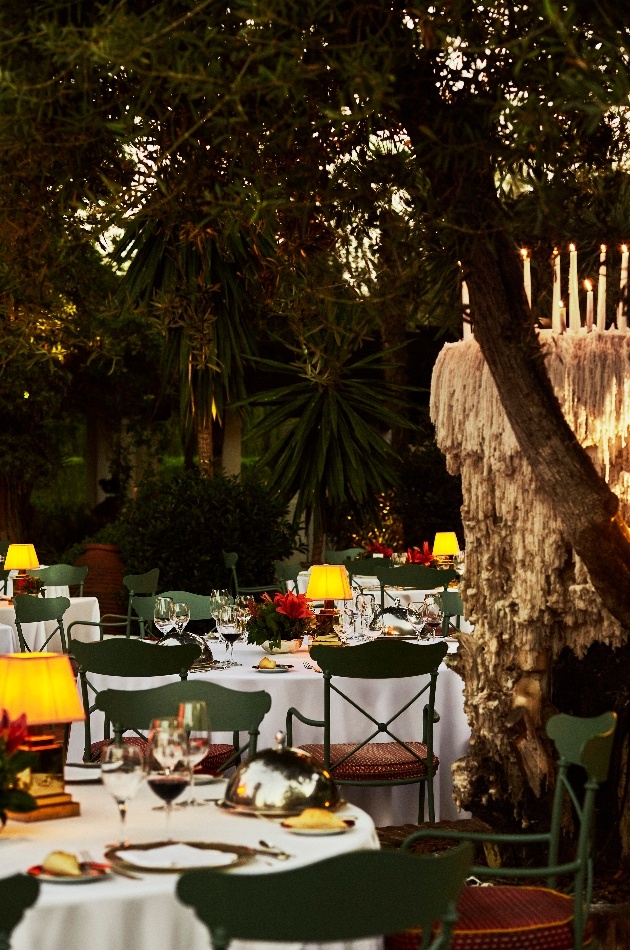 Marbella Club restaurant outside among trees