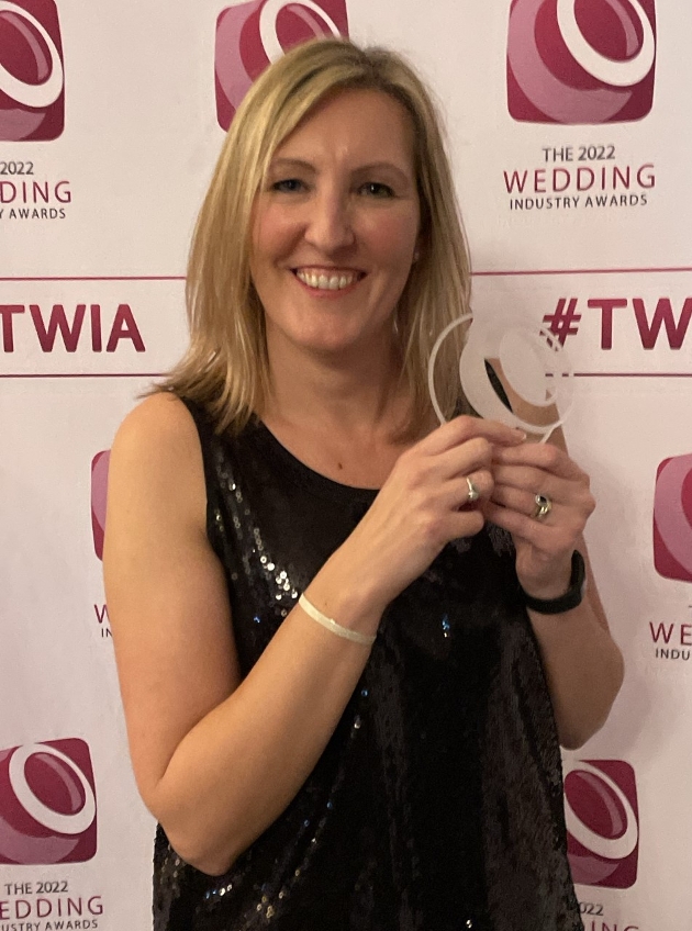 Kelly Hawes at The Wedding Industry Awards 2022.