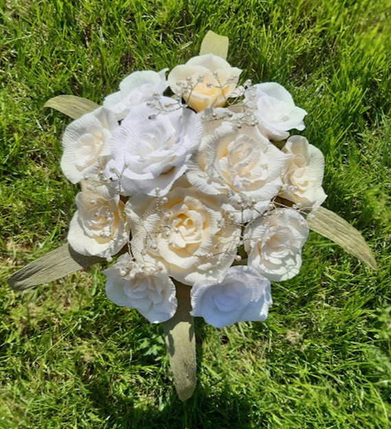 cream paper flower bouquet