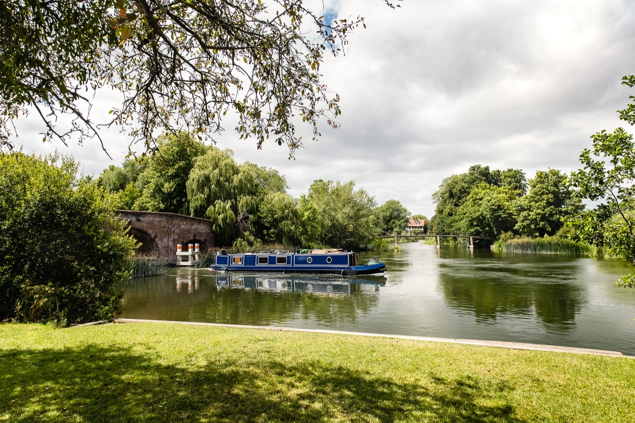 canal boat on the river