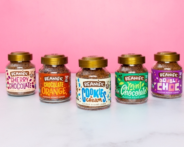five jars of flavoured coffee