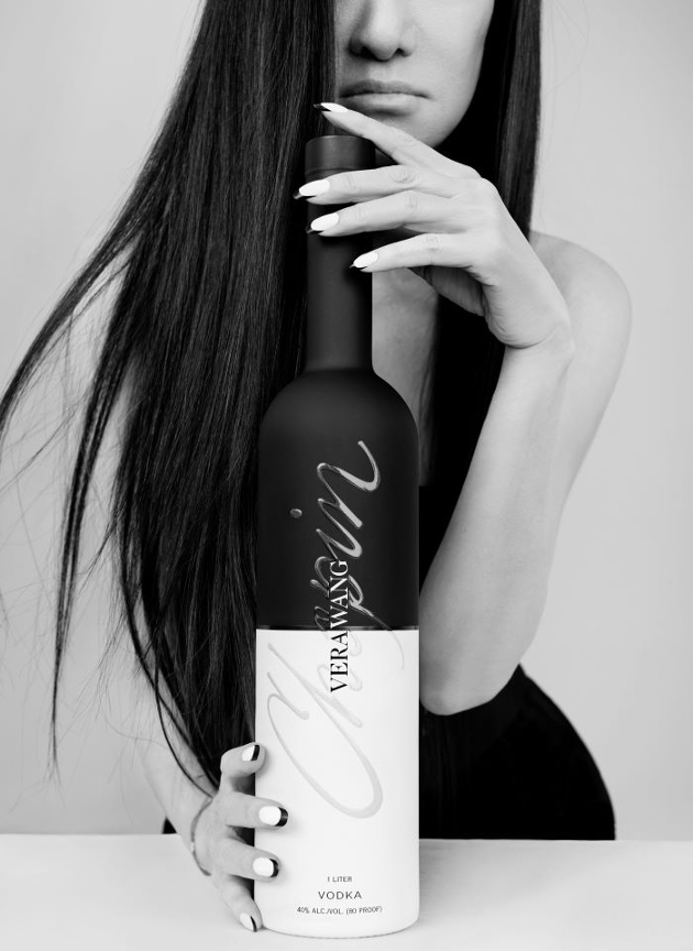 in Vera Wang x Chopin vodka black and white bottles
