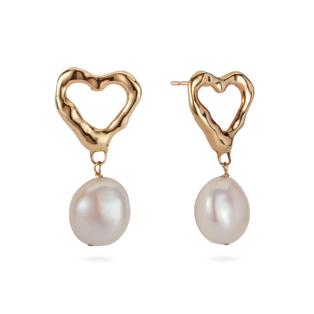 Molten Heart Pearl Studs by Lulu & Boo
