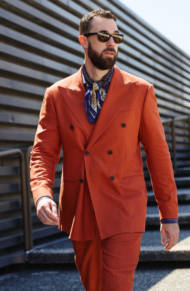 Hockerty model in Caltagirone suit