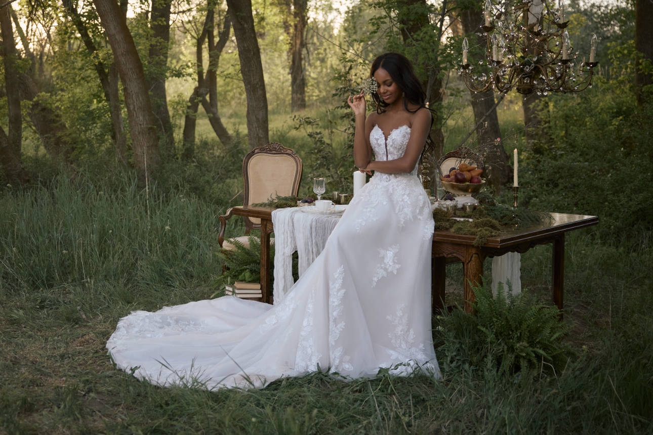 Dreamy beaded lace sweetheart neckline wedding dress